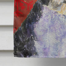 Load image into Gallery viewer, Portuguese Water Dog Red Snowflakes Holiday Christmas Flag Canvas House Size