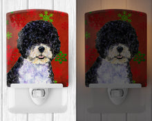 Load image into Gallery viewer, Portuguese Water Dog Red Green Snowflake Christmas Ceramic Night Light SS4697CNL