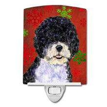 Load image into Gallery viewer, Portuguese Water Dog Red Green Snowflake Christmas Ceramic Night Light SS4697CNL
