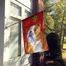 Load image into Gallery viewer, Bulldog English Red Snowflakes Holiday Christmas Flag Canvas House Size