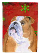 Load image into Gallery viewer, Bulldog English Red Snowflakes Holiday Christmas Flag Canvas House Size