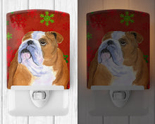 Load image into Gallery viewer, Bulldog English Red and Green Snowflakes Holiday Christmas Ceramic Night Light SS4698CNL