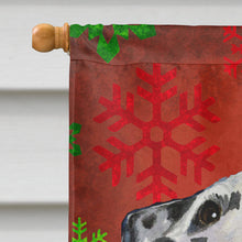 Load image into Gallery viewer, Dalmatian Red and Green Snowflakes Holiday Christmas Flag Canvas House Size