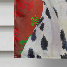 Load image into Gallery viewer, Dalmatian Red and Green Snowflakes Holiday Christmas Flag Canvas House Size