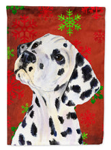 Load image into Gallery viewer, Dalmatian Red and Green Snowflakes Holiday Christmas Flag Canvas House Size