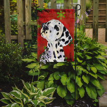 Load image into Gallery viewer, Dalmatian Red and Green Snowflakes Holiday Christmas Garden Flag – Decorative Outdoor Yard Flag
