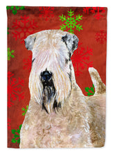 Load image into Gallery viewer, Wheaten Terrier Soft Coated Red Snowflakes Holiday Christmas Garden Flag – Decorative Outdoor Yard Flag