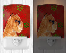 Load image into Gallery viewer, Brussels Griffon Red and Green Snowflakes Holiday Christmas Ceramic Night Light SS4701CNL