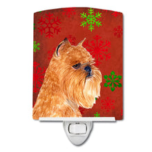Load image into Gallery viewer, Brussels Griffon Red and Green Snowflakes Holiday Christmas Ceramic Night Light SS4701CNL