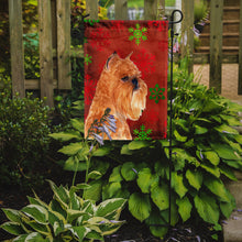 Load image into Gallery viewer, Brussels Griffon Red and Green Snowflakes Holiday Christmas Garden Flag – Decorative Outdoor Yard Flag
