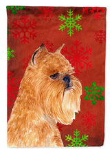 Load image into Gallery viewer, Brussels Griffon Red and Green Snowflakes Holiday Christmas Garden Flag – Decorative Outdoor Yard Flag