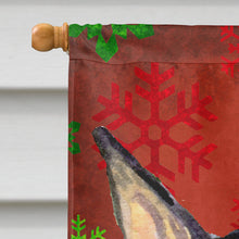 Load image into Gallery viewer, Doberman Red and Green Snowflakes Holiday Christmas Flag Canvas House Size