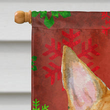 Load image into Gallery viewer, Bull Terrier Red and Green Snowflakes Holiday Christmas Flag Canvas House Size
