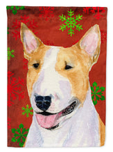 Load image into Gallery viewer, Bull Terrier Red and Green Snowflakes Holiday Christmas Garden Flag – Decorative Outdoor Yard Flag