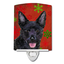 Load image into Gallery viewer, Australian Kelpie Red Green Snowflakes Christmas Ceramic Night Light SS4705CNL