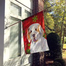 Load image into Gallery viewer, Clumber Spaniel Red Green Snowflakes Holiday Christmas Flag Canvas House Size