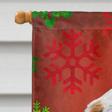 Load image into Gallery viewer, Clumber Spaniel Red Green Snowflakes Holiday Christmas Flag Canvas House Size