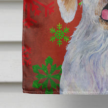 Load image into Gallery viewer, Clumber Spaniel Red Green Snowflakes Holiday Christmas Flag Canvas House Size