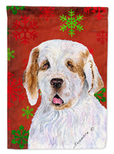 Load image into Gallery viewer, Clumber Spaniel Red Green Snowflakes Holiday Christmas Flag Canvas House Size