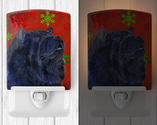 Load image into Gallery viewer, Chow Chow Red and Green Snowflakes Holiday Christmas Ceramic Night Light SS4708CNL