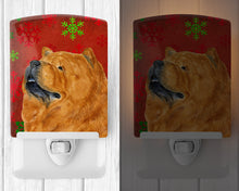 Load image into Gallery viewer, Chow Chow Red and Green Snowflakes Holiday Christmas Ceramic Night Light SS4709CNL