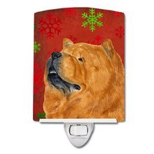 Load image into Gallery viewer, Chow Chow Red and Green Snowflakes Holiday Christmas Ceramic Night Light SS4709CNL