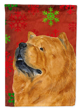 Load image into Gallery viewer, Chow Chow Red and Green Snowflakes Holiday Christmas Garden Flag – Decorative Outdoor Yard Flag
