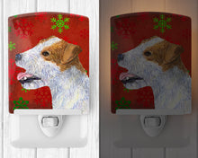 Load image into Gallery viewer, Jack Russell Terrier Red Green Snowflakes Holiday Christmas Ceramic Night Light SS4711CNL