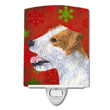 Load image into Gallery viewer, Jack Russell Terrier Red Green Snowflakes Holiday Christmas Ceramic Night Light SS4711CNL