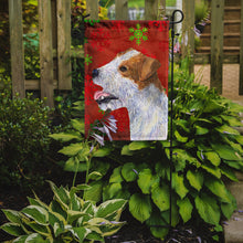 Load image into Gallery viewer, Jack Russell Terrier Red Green Snowflakes Holiday Christmas Garden Flag – Decorative Outdoor Yard Flag