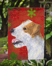 Load image into Gallery viewer, Jack Russell Terrier Red Green Snowflakes Holiday Christmas Garden Flag – Decorative Outdoor Yard Flag