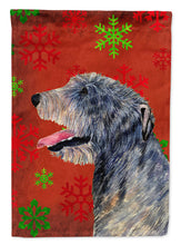 Load image into Gallery viewer, Irish Wolfhound Red Green Snowflakes Holiday Christmas Flag Canvas House Size