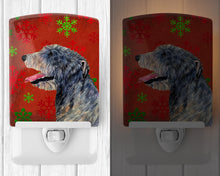 Load image into Gallery viewer, Irish Wolfhound Red and Green Snowflakes Holiday Christmas Ceramic Night Light SS4713CNL