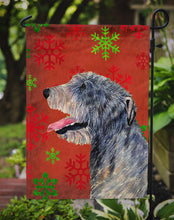 Load image into Gallery viewer, Irish Wolfhound Red and Green Snowflakes Holiday Christmas Garden Flag – Decorative Outdoor Yard Flag