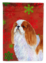 Load image into Gallery viewer, English Toy Spaniel Red Snowflakes Holiday Christmas Flag Canvas House Size