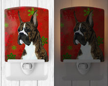 Load image into Gallery viewer, Boxer Red and Green Snowflakes Holiday Christmas Ceramic Night Light SS4715CNL