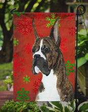 Load image into Gallery viewer, Boxer Red and Green Snowflakes Holiday Christmas Garden Flag – Decorative Outdoor Yard Flag