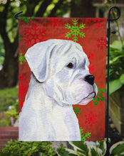 Load image into Gallery viewer, Boxer Red and Green Snowflakes Holiday Christmas Garden Flag – Decorative Outdoor Yard Flag