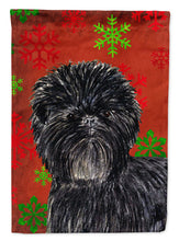 Load image into Gallery viewer, Affenpinscher Red Green Snowflakes Christmas Flag Canvas House Size