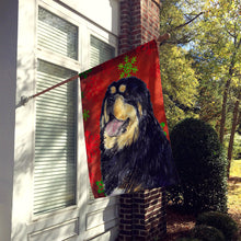 Load image into Gallery viewer, Tibetan Mastiff Red Green Snowflakes Holiday Christmas Flag Canvas House Size