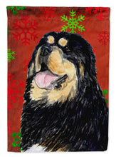 Load image into Gallery viewer, Tibetan Mastiff Red Green Snowflakes Holiday Christmas Flag Canvas House Size
