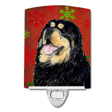 Load image into Gallery viewer, Tibetan Mastiff Red Green Snowflake Christmas Ceramic Night Light SS4719CNL