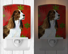 Load image into Gallery viewer, Springer Spaniel Red and Green Snowflakes Holiday Christmas Ceramic Night Light SS4720CNL