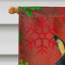 Load image into Gallery viewer, Basenji Red and Green Snowflakes Holiday Christmas Flag Canvas House Size