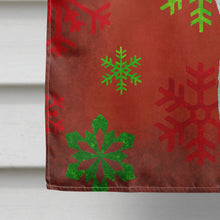 Load image into Gallery viewer, Basenji Red and Green Snowflakes Holiday Christmas Flag Canvas House Size