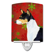 Load image into Gallery viewer, Basenji Red and Green Snowflakes Holiday Christmas Ceramic Night Light SS4721CNL