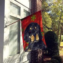 Load image into Gallery viewer, Gordon Setter Red and Green Snowflakes Holiday Christmas Flag Canvas House Size
