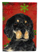 Load image into Gallery viewer, Gordon Setter Red and Green Snowflakes Holiday Christmas Flag Canvas House Size