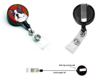 Load image into Gallery viewer, Boston Terrier Red Green Snowflakes Christmas Retractable Badge Reel SS4723BR