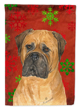 Load image into Gallery viewer, Bullmastiff Red and Green Snowflakes Holiday Christmas Flag Canvas House Size
